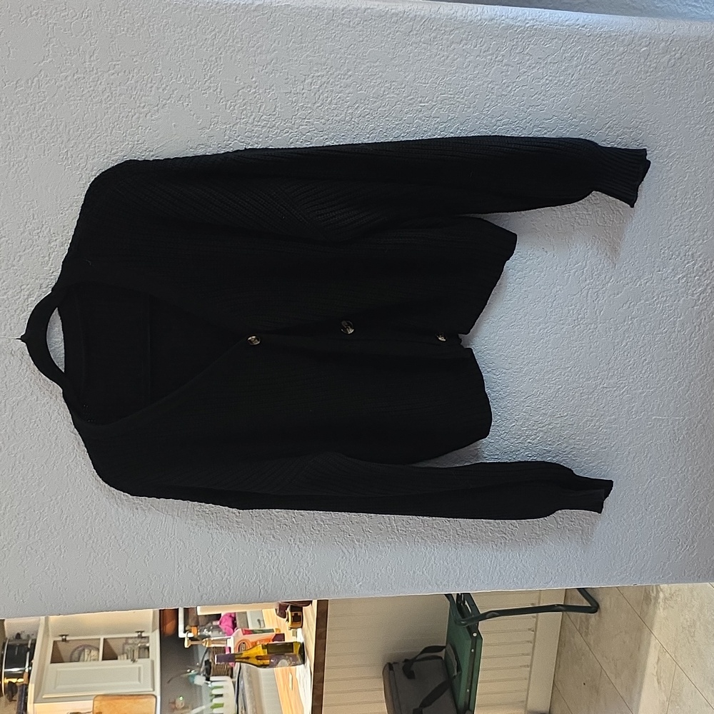SHEIN Curve Button Front Cardigan – Black | 1XL